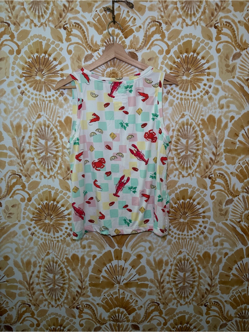 Joyspun Lobster Print Pajama Set Women's Sleeveless Tank & Drawstring Shorts - Picture 5 of 15